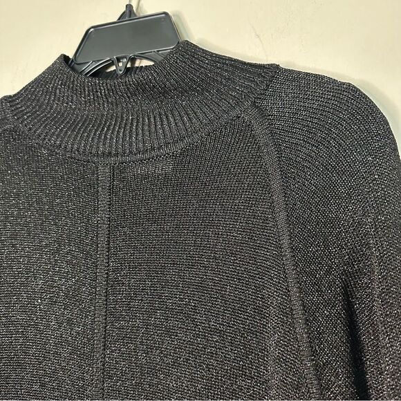 Vintage Bill Blass Knits | Black Metallic Knit Sparkle shoulder pads Le dress - Picture 8 of 9